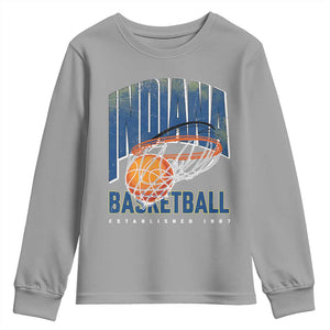 Indiana Basketball Throwback Youth Sweatshirt Retro Hoop Graphic for IN Fans Since 1967 TS02 Sport Gray Print Your Wear