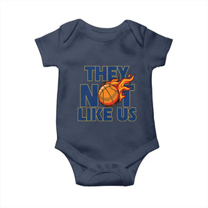They Not Like Us Basketball Baby Onesie Fierce Flame Ball Graphic for Hooops Fans TS02 Navy Print Your Wear