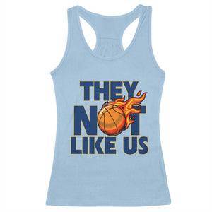 They Not Like Us Basketball Racerback Tank Top Fierce Flame Ball Graphic for Hooops Fans TS02 Light Blue Print Your Wear