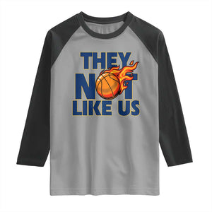 They Not Like Us Basketball Raglan Shirt Fierce Flame Ball Graphic for Hooops Fans TS02 Sport Gray Black Print Your Wear