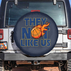 They Not Like Us Basketball Spare Tire Cover Fierce Flame Ball Graphic for Hooops Fans TS02 No hole Navy Print Your Wear