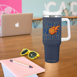 They Not Like Us Basketball Tumbler With Handle Fierce Flame Ball Graphic for Hooops Fans TS02 Print Your Wear