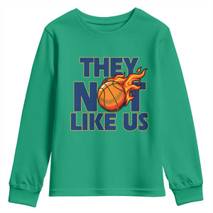 They Not Like Us Basketball Youth Sweatshirt Fierce Flame Ball Graphic for Hooops Fans TS02 Irish Green Print Your Wear