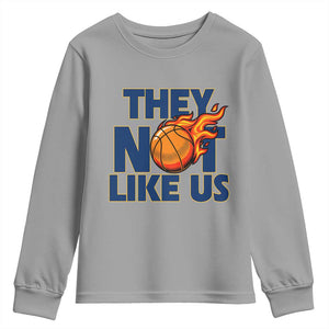 They Not Like Us Basketball Youth Sweatshirt Fierce Flame Ball Graphic for Hooops Fans TS02 Sport Gray Print Your Wear