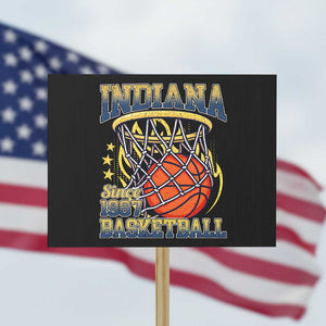 Indiana Basketball Flames Graphic Protest Sign Vintage 1967 Fan Indy Hoops Pride TS02 Horizontal 18" × 24" Black Print Your Wear