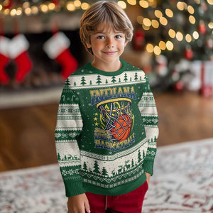 Indiana Basketball Flames Graphic Ugly Christmas Sweater Vintage 1967 Fan Indy Hoops Pride TS02 Forest Green Beige Print Your Wear