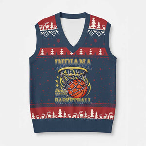 Indiana Basketball Flames Graphic V-Neck Knit Sweater Vest Vintage 1967 Fan Indy Hoops Pride TS02 Navy Red Print Your Wear