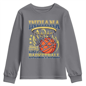 Indiana Basketball Flames Graphic Youth Sweatshirt Vintage 1967 Fan Indy Hoops Pride TS02 Charcoal Print Your Wear