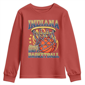 Indiana Basketball Flames Graphic Youth Sweatshirt Vintage 1967 Fan Indy Hoops Pride TS02 Red Print Your Wear