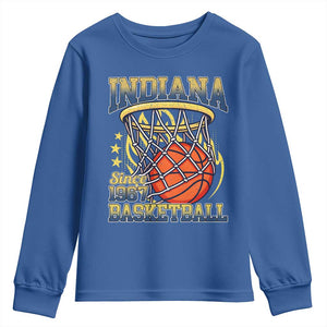 Indiana Basketball Flames Graphic Youth Sweatshirt Vintage 1967 Fan Indy Hoops Pride TS02 Royal Blue Print Your Wear