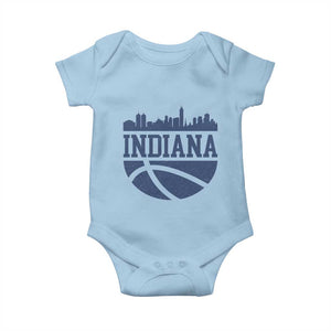 Indiana Skyline Basketball Baby Onesie Distressed Urban Hoops Graphic for Indy Fans TS02 Light Blue Print Your Wear