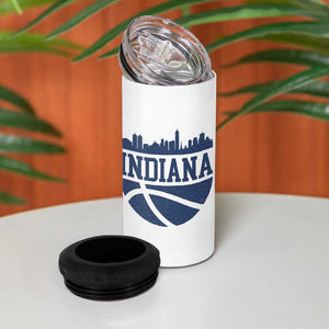 Indiana Skyline Basketball 4 in 1 Can Cooler Tumbler Distressed Urban Hoops Graphic for Indy Fans TS02 Print Your Wear