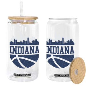 Indiana Skyline Basketball Glass Can Distressed Urban Hoops Graphic for Indy Fans TS02 Print Your Wear