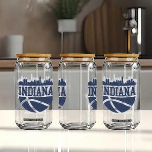 Indiana Skyline Basketball Glass Can Distressed Urban Hoops Graphic for Indy Fans TS02 Print Your Wear