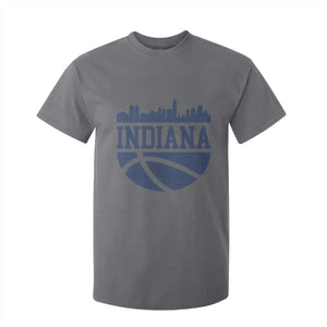 Indiana Skyline Basketball T Shirt For Kid Distressed Urban Hoops Graphic for Indy Fans TS02 Charcoal Print Your Wear