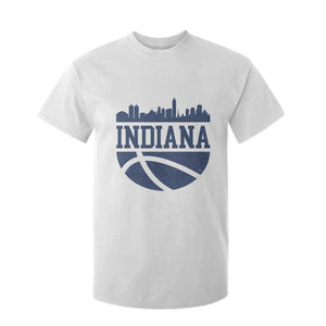 Indiana Skyline Basketball T Shirt For Kid Distressed Urban Hoops Graphic for Indy Fans TS02 White Print Your Wear