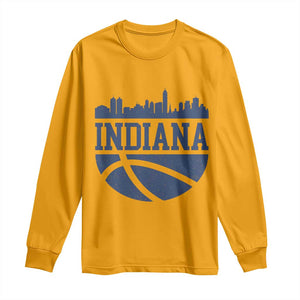 Indiana Skyline Basketball Long Sleeve Shirt Distressed Urban Hoops Graphic for Indy Fans TS02 Gold Print Your Wear