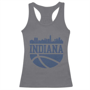 Indiana Skyline Basketball Racerback Tank Top Distressed Urban Hoops Graphic for Indy Fans TS02 Charcoal Print Your Wear
