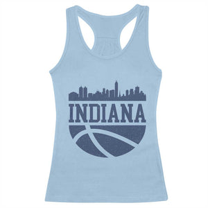 Indiana Skyline Basketball Racerback Tank Top Distressed Urban Hoops Graphic for Indy Fans TS02 Light Blue Print Your Wear
