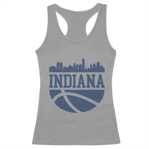 Indiana Skyline Basketball Racerback Tank Top Distressed Urban Hoops Graphic for Indy Fans TS02 Sport Gray Print Your Wear