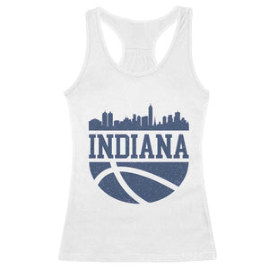 Indiana Skyline Basketball Racerback Tank Top Distressed Urban Hoops Graphic for Indy Fans TS02 White Print Your Wear