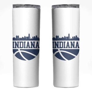 Indiana Skyline Basketball Skinny Tumbler Distressed Urban Hoops Graphic for Indy Fans TS02 White Print Your Wear