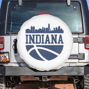 Indiana Skyline Basketball Spare Tire Cover Distressed Urban Hoops Graphic for Indy Fans TS02 No hole White Print Your Wear