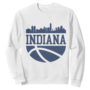 Indiana Skyline Basketball Sweatshirt Distressed Urban Hoops Graphic for Indy Fans TS02 White Print Your Wear