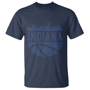 Indiana Skyline Basketball T Shirt Distressed Urban Hoops Graphic for Indy Fans TS02 Navy Print Your Wear