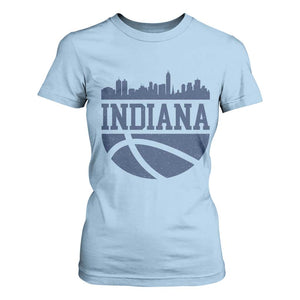 Indiana Skyline Basketball T Shirt For Women Distressed Urban Hoops Graphic for Indy Fans TS02 Light Blue Print Your Wear