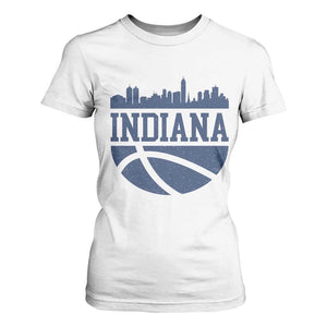 Indiana Skyline Basketball T Shirt For Women Distressed Urban Hoops Graphic for Indy Fans TS02 White Print Your Wear