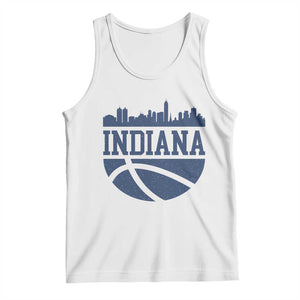 Indiana Skyline Basketball Tank Top Distressed Urban Hoops Graphic for Indy Fans TS02 White Print Your Wear