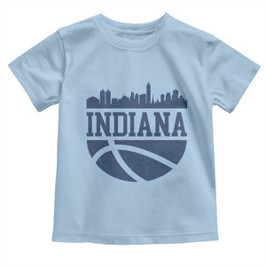 Indiana Skyline Basketball Toddler T Shirt Distressed Urban Hoops Graphic for Indy Fans TS02 Light Blue Print Your Wear