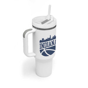 Indiana Skyline Basketball Tumbler With Handle Distressed Urban Hoops Graphic for Indy Fans TS02 Print Your Wear