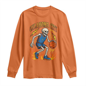 Oklahoma City Basketball Skeleton Long Sleeve Shirt OKC Hoops Fan Life Sport Lover TS02 Orange Print Your Wear