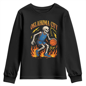 Oklahoma City Basketball Skeleton Youth Sweatshirt OKC Hoops Fan Life Sport Lover TS02 Black Print Your Wear