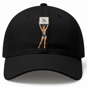 Vintage Patriotic Pin Up Girl 1776 Baseball Cap Statue of Liberty Retro Americana Graphic