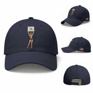 Vintage Patriotic Pin Up Girl 1776 Baseball Cap Statue of Liberty Retro Americana Graphic