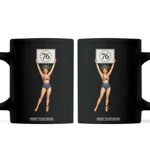 Vintage Patriotic Pin Up Girl 1776 Coffee Mug Statue of Liberty Retro Americana Graphic