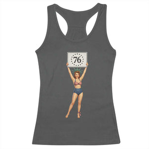 Vintage Patriotic Pin Up Girl 1776 Racerback Tank Top Statue of Liberty Retro Americana Graphic