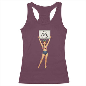 Vintage Patriotic Pin Up Girl 1776 Racerback Tank Top Statue of Liberty Retro Americana Graphic