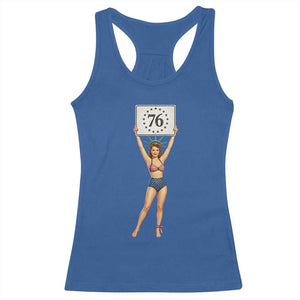 Vintage Patriotic Pin Up Girl 1776 Racerback Tank Top Statue of Liberty Retro Americana Graphic