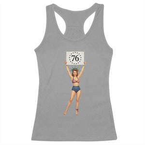 Vintage Patriotic Pin Up Girl 1776 Racerback Tank Top Statue of Liberty Retro Americana Graphic