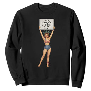 Vintage Patriotic Pin Up Girl 1776 Sweatshirt Statue of Liberty Retro Americana Graphic