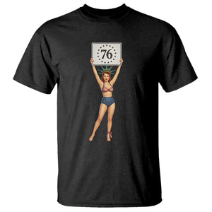 Vintage Patriotic Pin Up Girl 1776 T Shirt Statue of Liberty Retro Americana Graphic