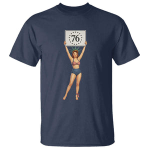 Vintage Patriotic Pin Up Girl 1776 T Shirt Statue of Liberty Retro Americana Graphic
