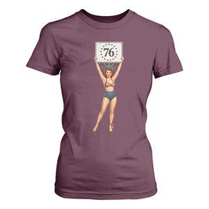 Vintage Patriotic Pin Up Girl 1776 T Shirt For Women Statue of Liberty Retro Americana Graphic
