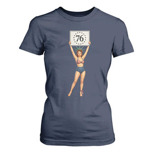 Vintage Patriotic Pin Up Girl 1776 T Shirt For Women Statue of Liberty Retro Americana Graphic