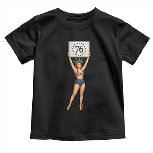 Vintage Patriotic Pin Up Girl 1776 Toddler T Shirt Statue of Liberty Retro Americana Graphic