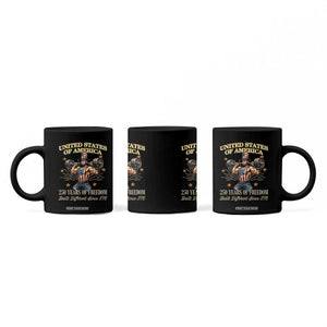 USA 250 Years of Freedom Muscular Uncle Sam Weightlifter Coffee Mug Built Different Since 1776 Funny Patriotic Buff Graphic